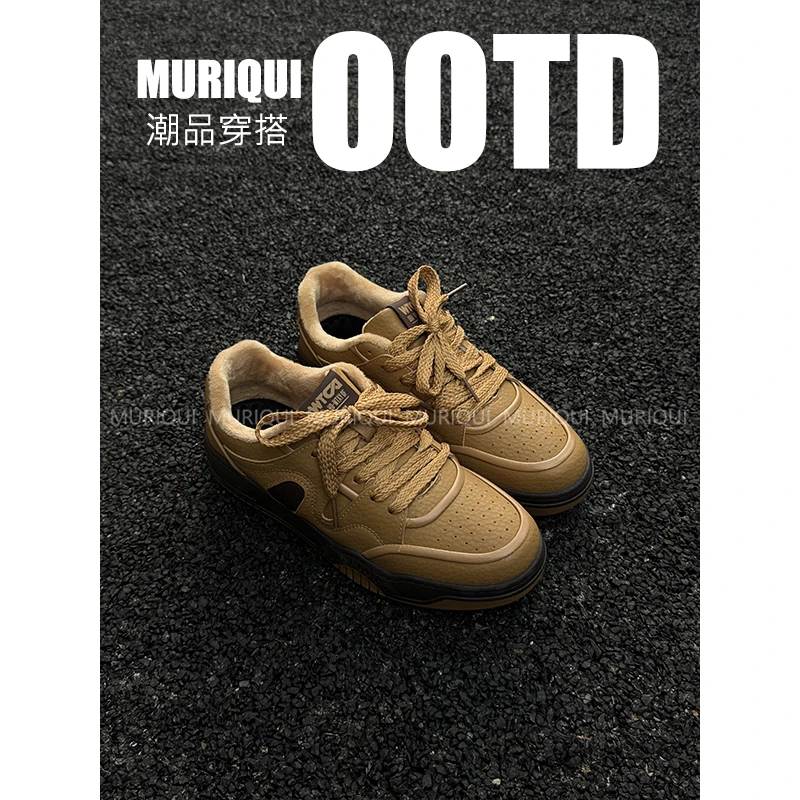 MURIQUI Normcore面包鞋男冬季加绒保暖棉鞋厚底百搭学生休闲板鞋