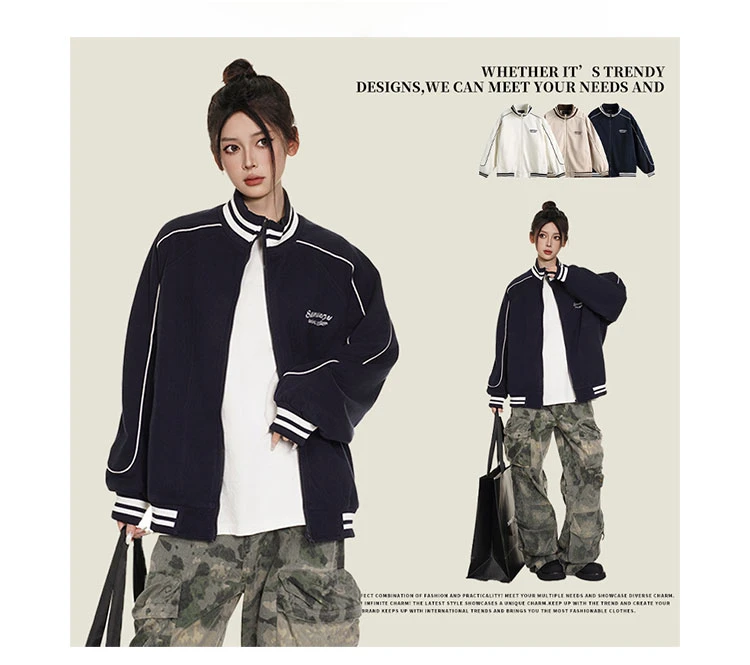 美式刺绣棒球服外套女春秋休闲运动夹克2025新款上衣