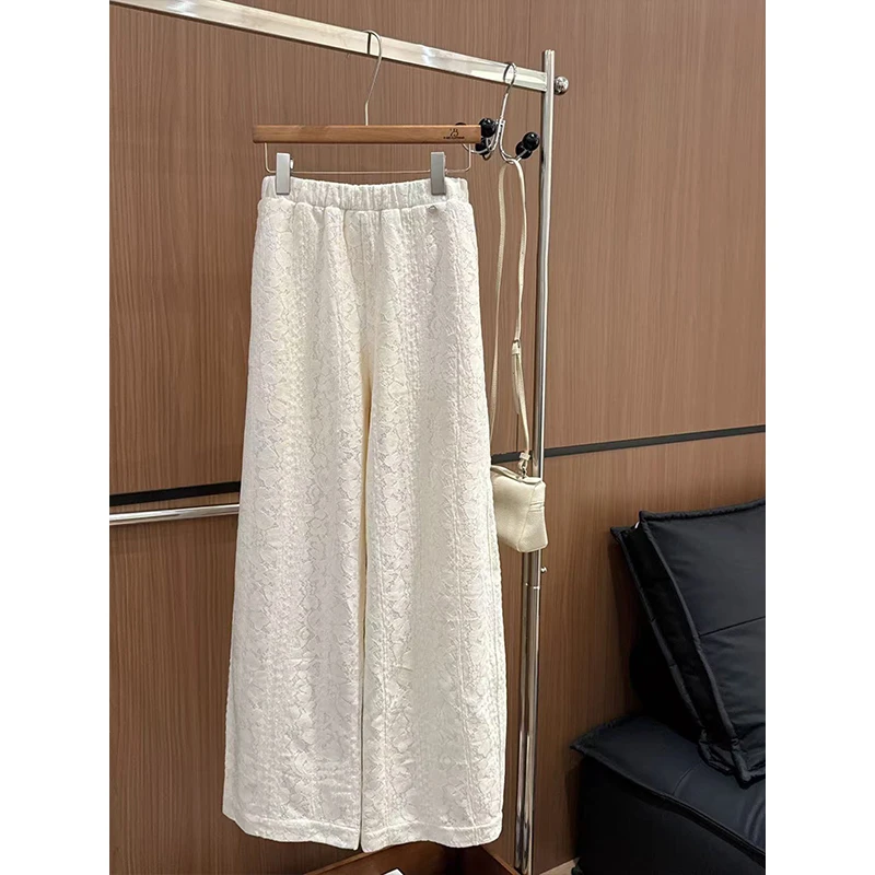 YOYO【仙女裤】2025春季立体浮雕提花直筒简约休闲裤 G7192