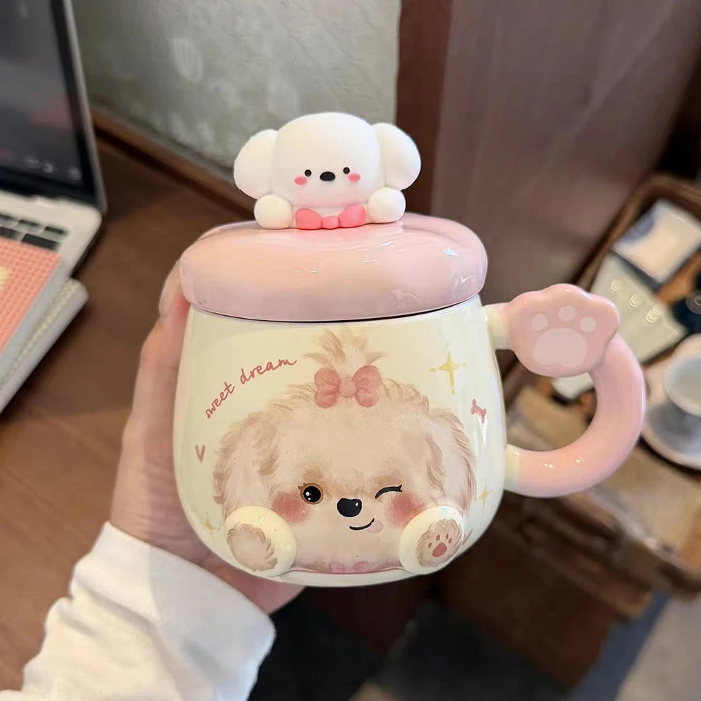 小狗马克杯ins高颜值陶瓷杯子可爱水杯女情侣家用咖啡早餐杯儿童