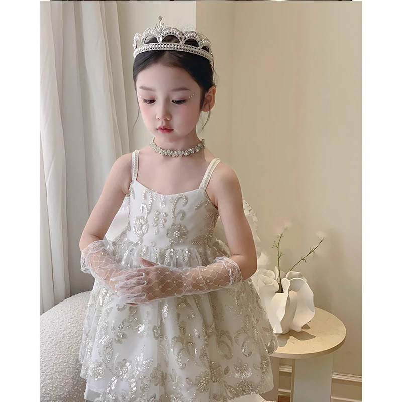 巴拉童年夏季新款女童八音盒洛丽塔连衣裙婚纱公主裙生日礼服赵露