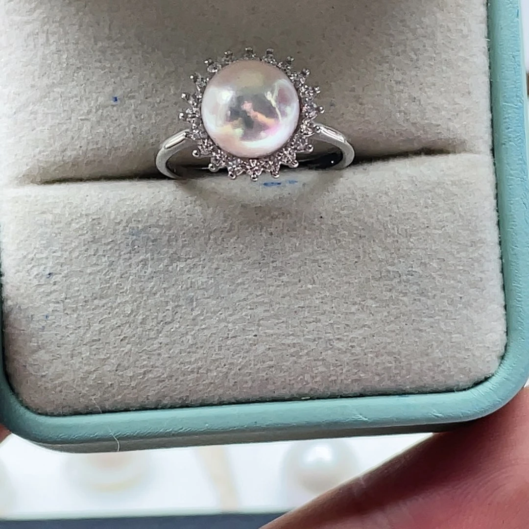 银S925镶嵌海水珍珠戒指