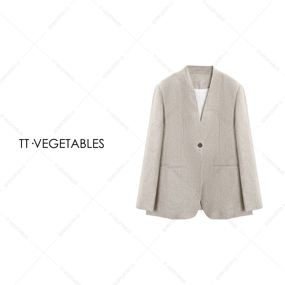 TT・VEGETABLES【序白】岑岛 100天然纯亚麻上衣外套小西装521462