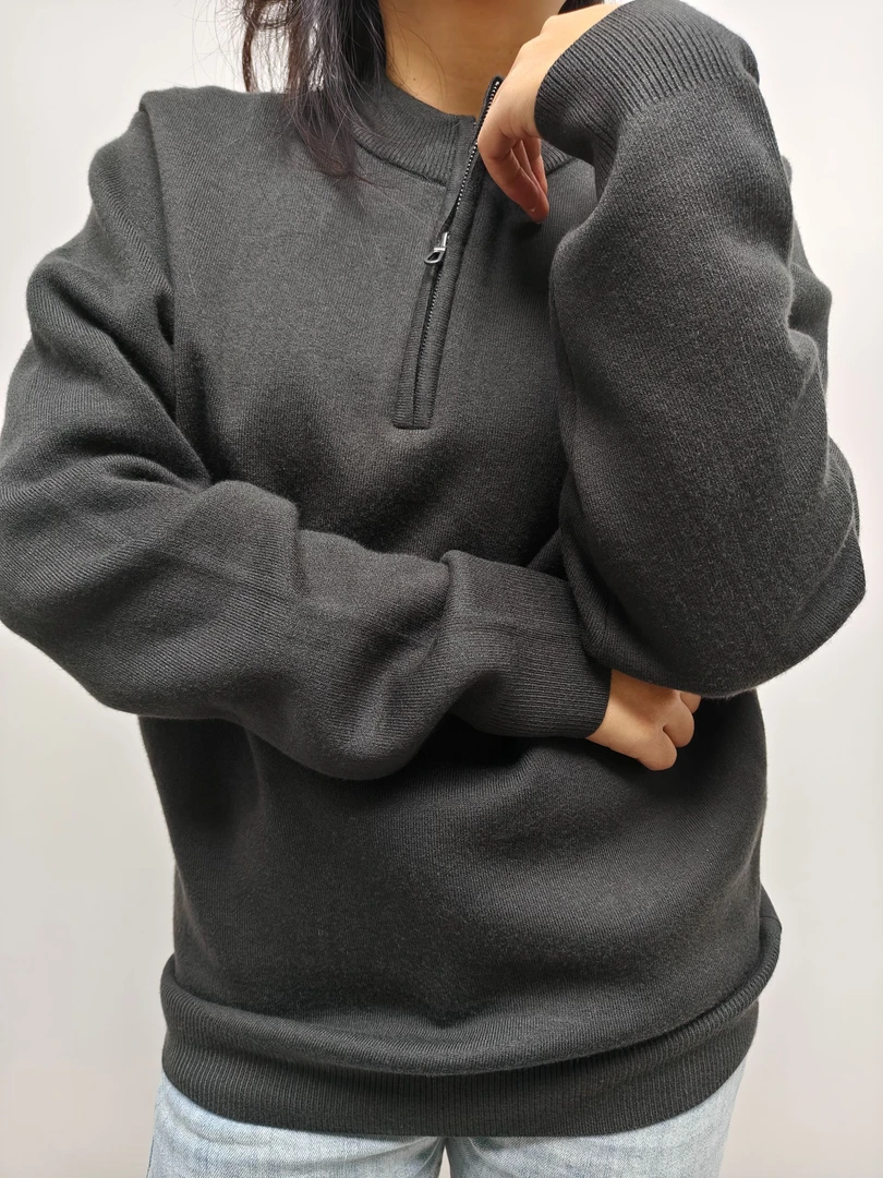 25男士时尚休闲百搭纯色长袖半拉链毛衣