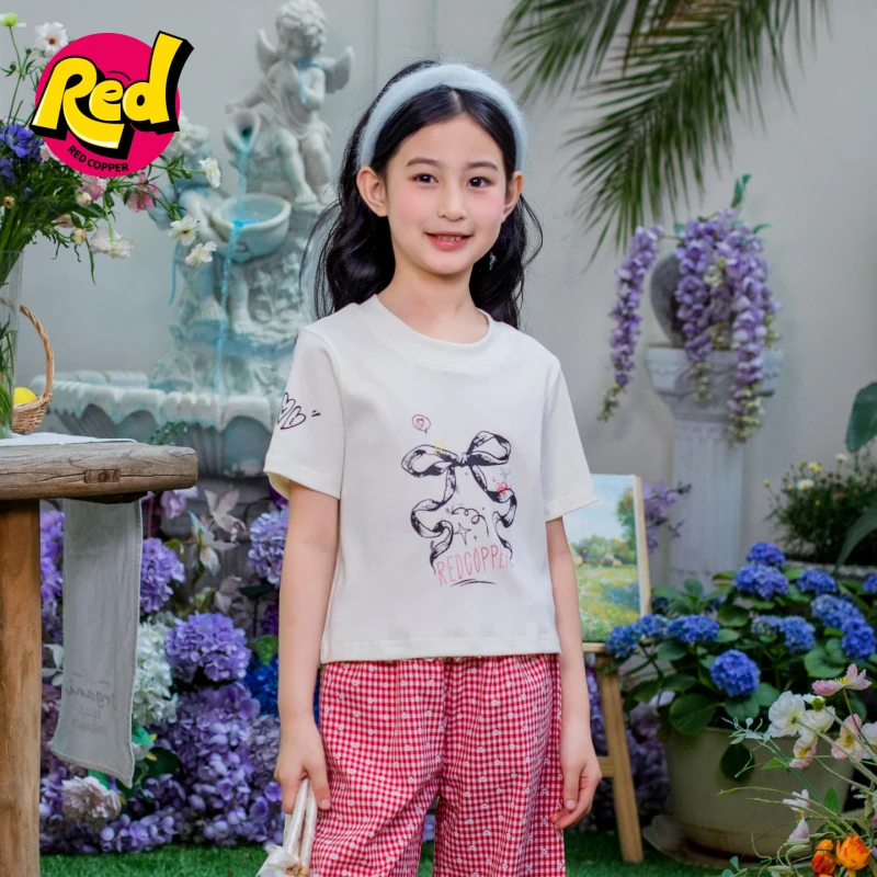 redcopper2025夏装新款儿童小蝴蝶休闲短袖T恤CHH222505