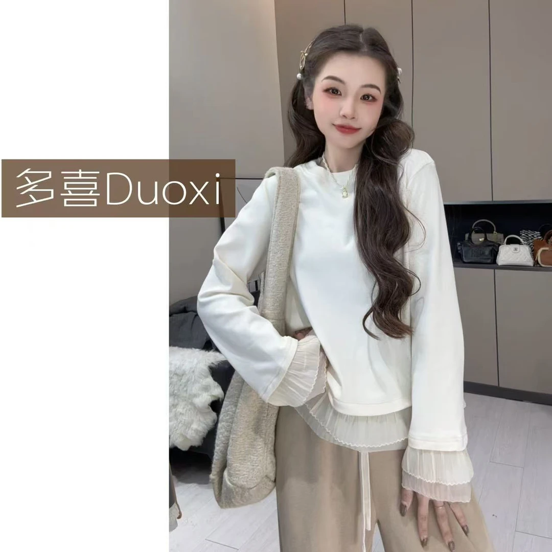 【Cai】"要你好看"秋冬新款 双面慕丝绒休闲百搭长袖T恤