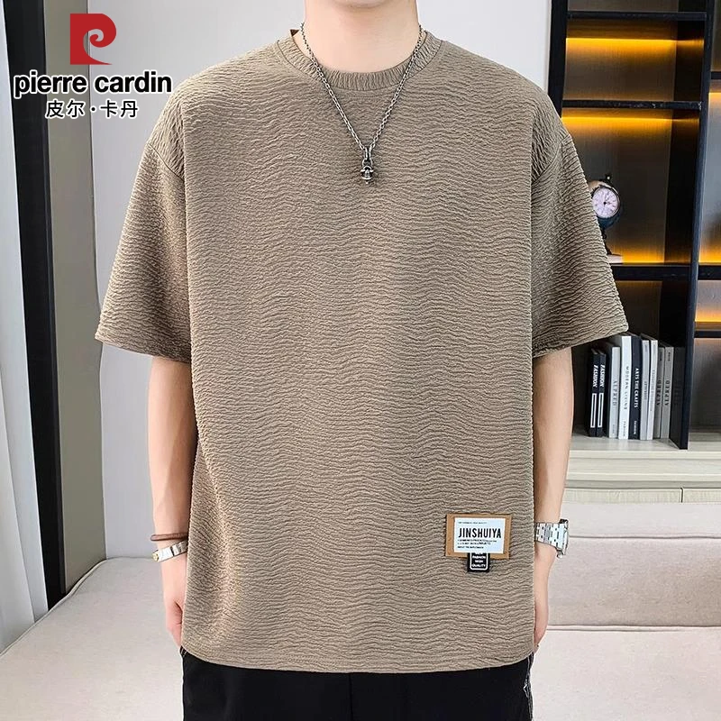 皮尔卡丹男士短袖t恤夏季潮牌新款宽松休闲百搭薄款透气圆领T恤男