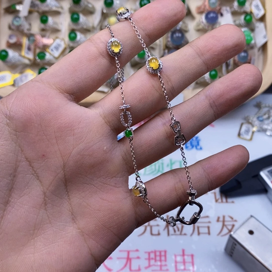 翡翠戒指银S925镶嵌天然缅甸翡翠a货