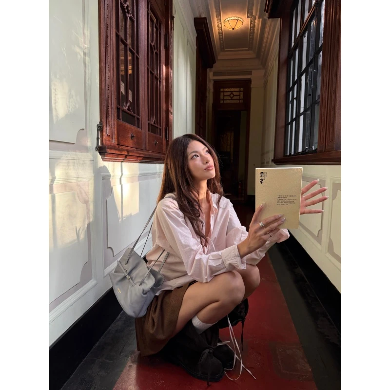 韩系气质衬衫套装女2025秋季粉色衬衣小个子美拉德A字短裙两件套