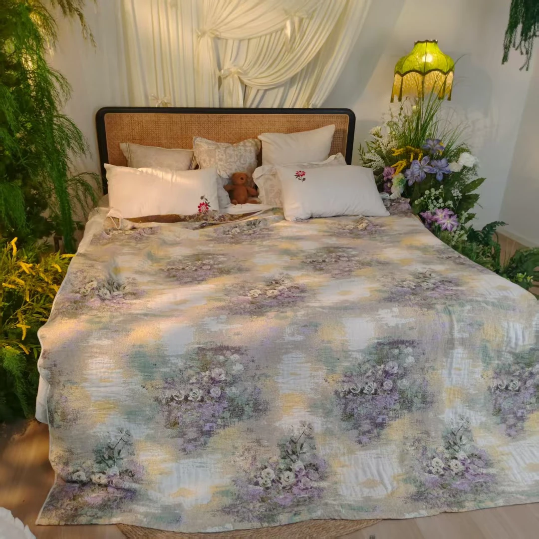 【FREE HOME】天然亚麻 自然之美~床盖200-230cm 花镜