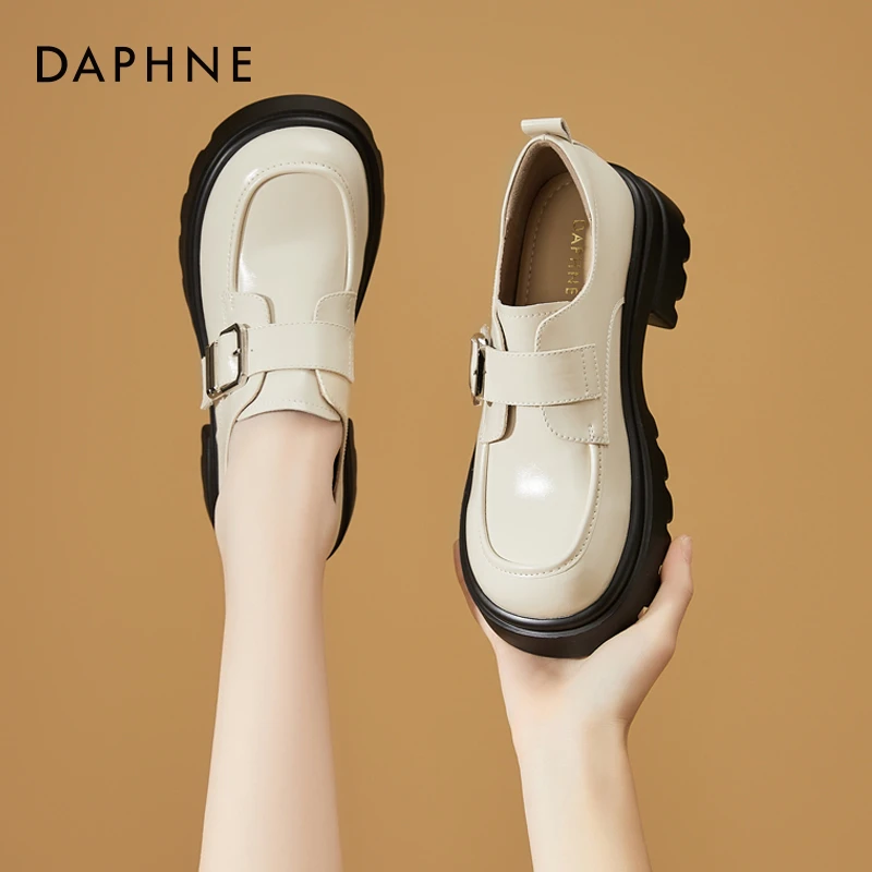 达芙妮厚底乐福鞋女2025年秋季新款百搭时尚增高单鞋英伦风小皮鞋