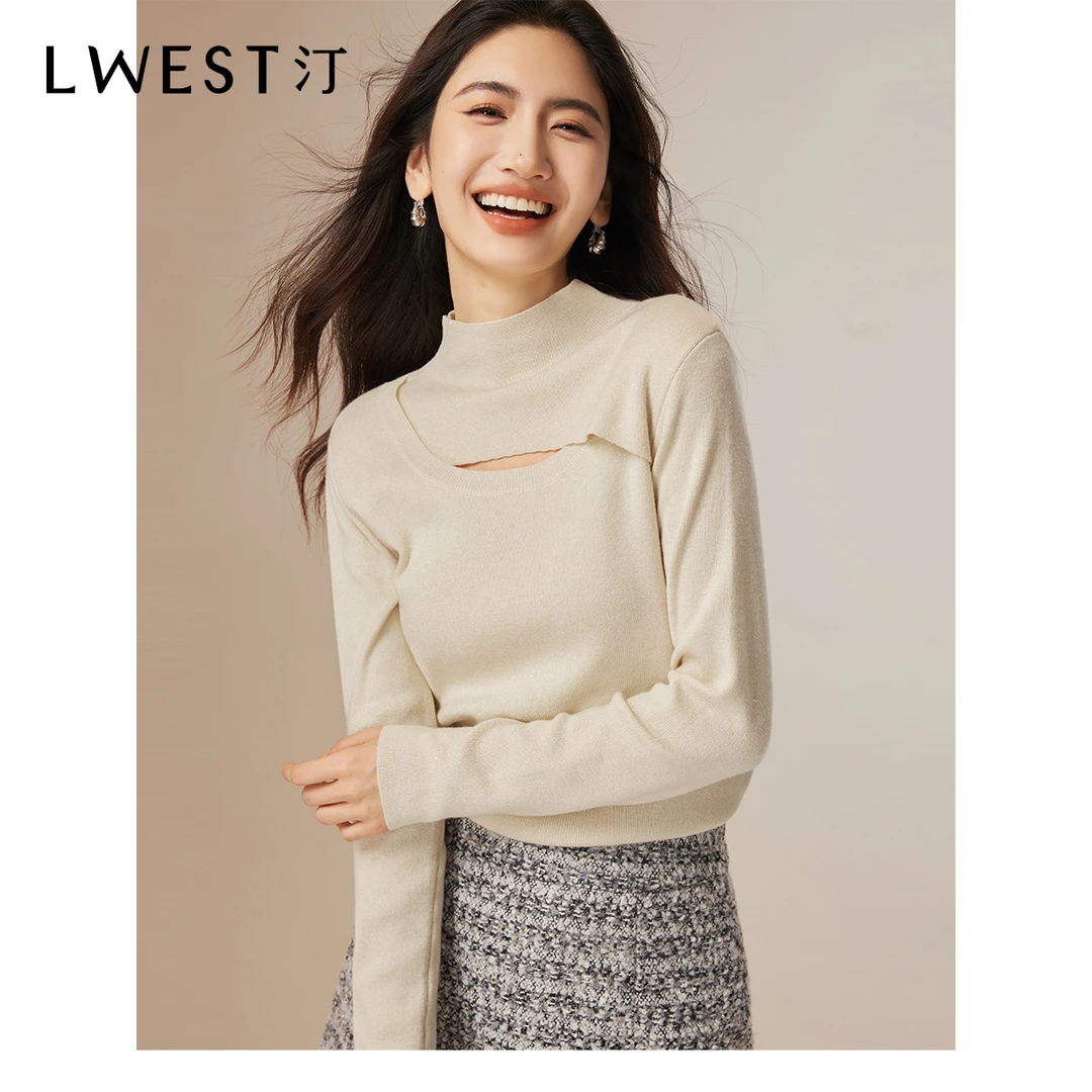 【备用链接】朗文斯汀半高领修身镂空针织衫DTYZ4509C07464