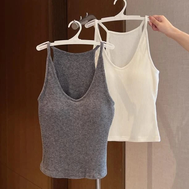 新款早秋带胸垫一体式吊带背心修身显瘦可外穿内搭