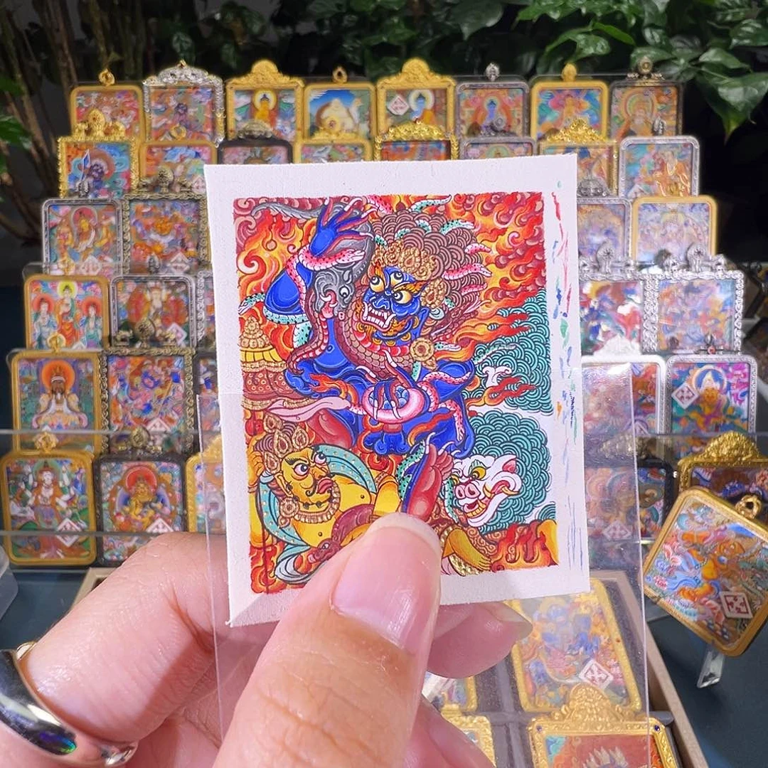 吊坠黑财热贡纯手绘唐卡