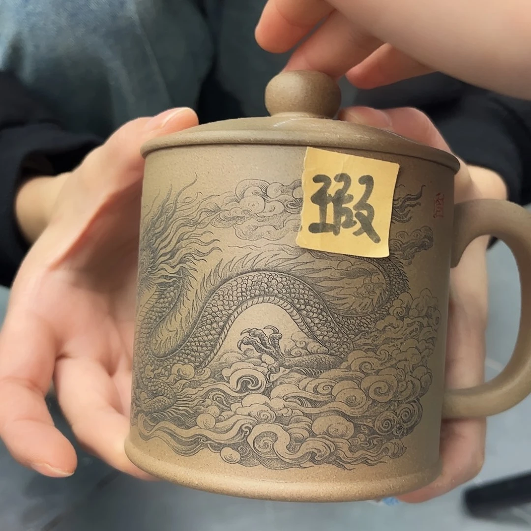 宜兴原矿紫砂全手工盖杯