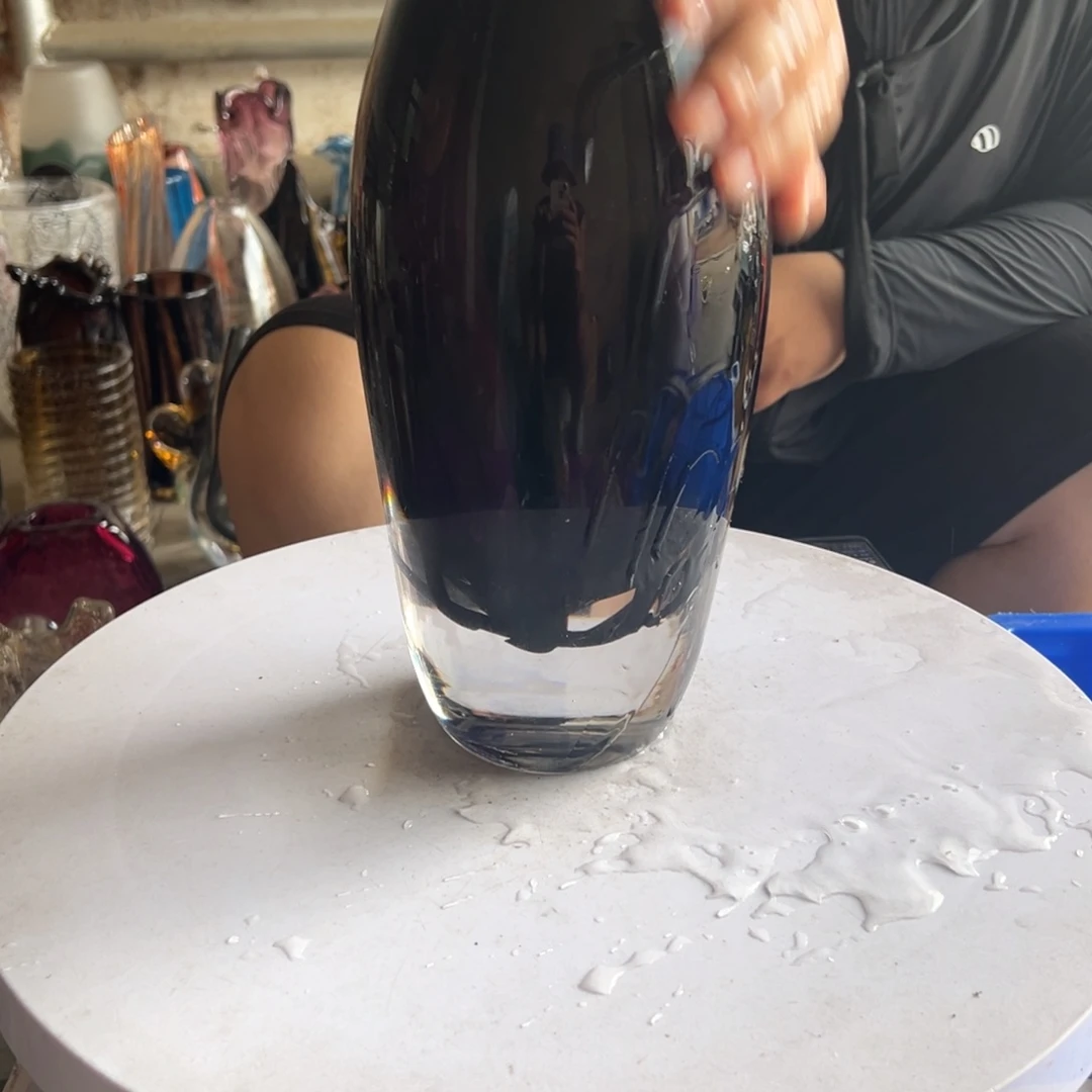 深紫罗兰黑条高度28花瓶摆件微瑕