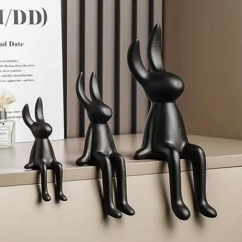小众创意坐姿长耳兔摆件轻奢客厅电视柜酒柜玄关家居装饰个性摆设