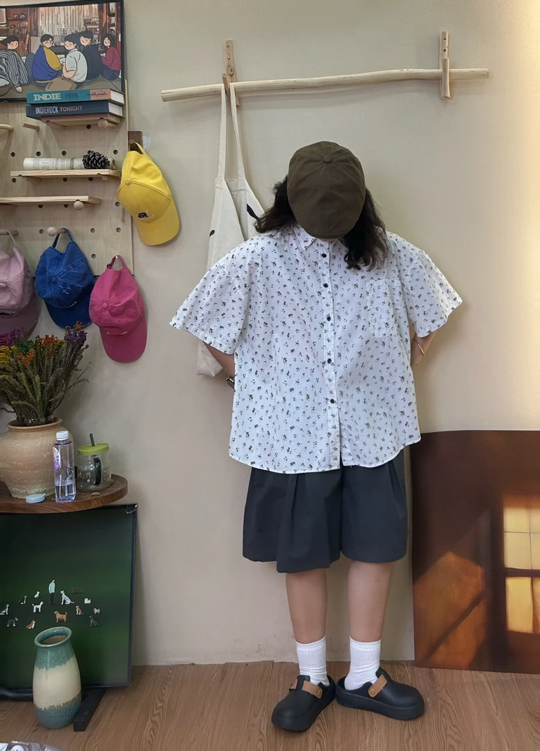 夏季新款宽松休闲百搭碎花衬衣19064