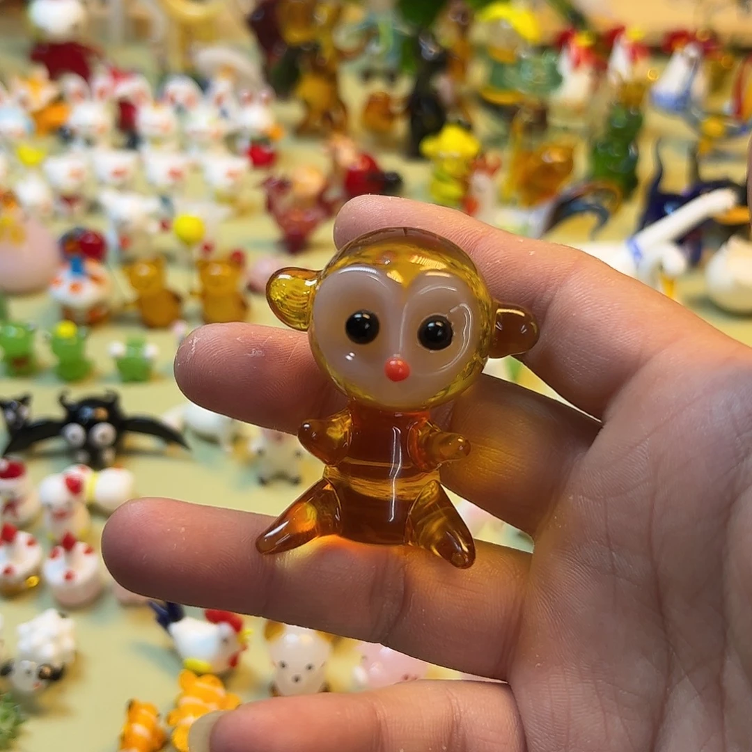 努***”玻璃手工琉璃小摆件 金丝猴