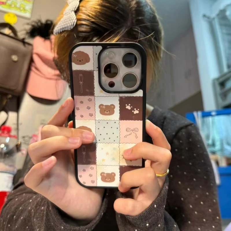 SMBLCE秋日方格动物适用iPhone17/16/15P亚克力苹果14/13手机壳12