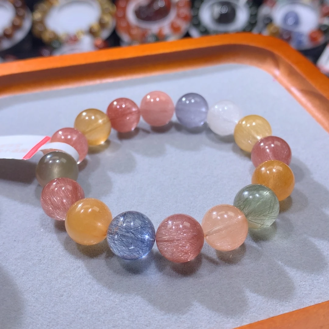 未镶嵌手链水晶彩兔毛手链12mm