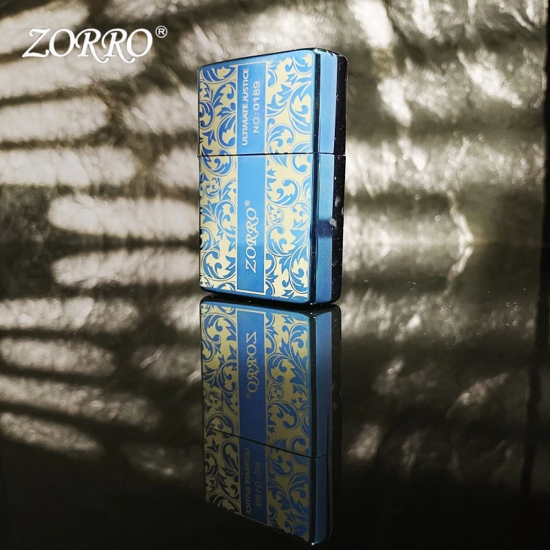 ZORRO佐罗 竖纹蓝冰唐草煤油防风打火机盔甲创意复古送礼男友礼物