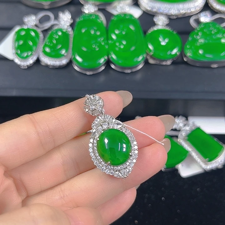 翡翠银S925镶嵌吊坠(不含链)