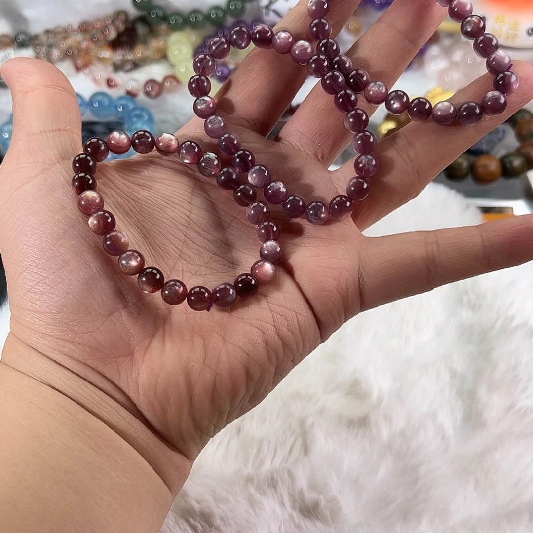 手链未镶嵌水晶紫理云母8mm