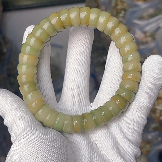 【H16】13mm浅绿汤碗碗肠手串天然菩提根手串