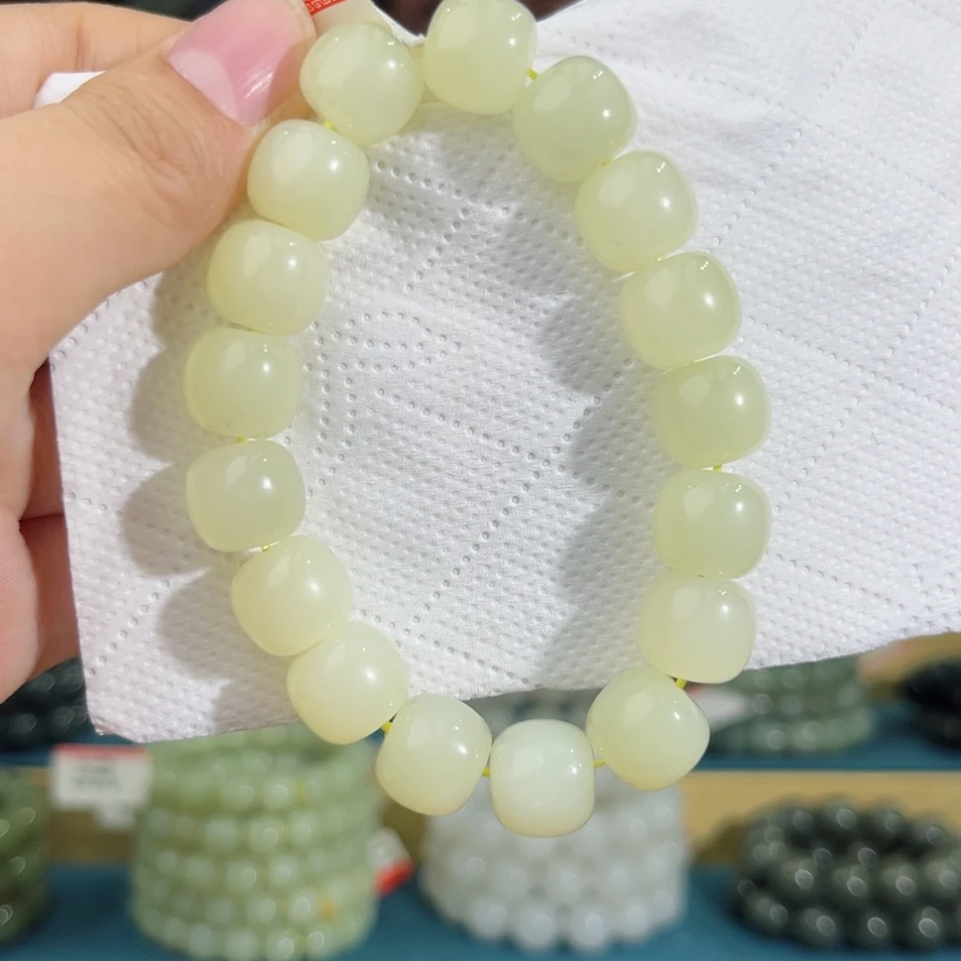和田玉手链未镶嵌手串纯天然新疆若羌黄口12mm