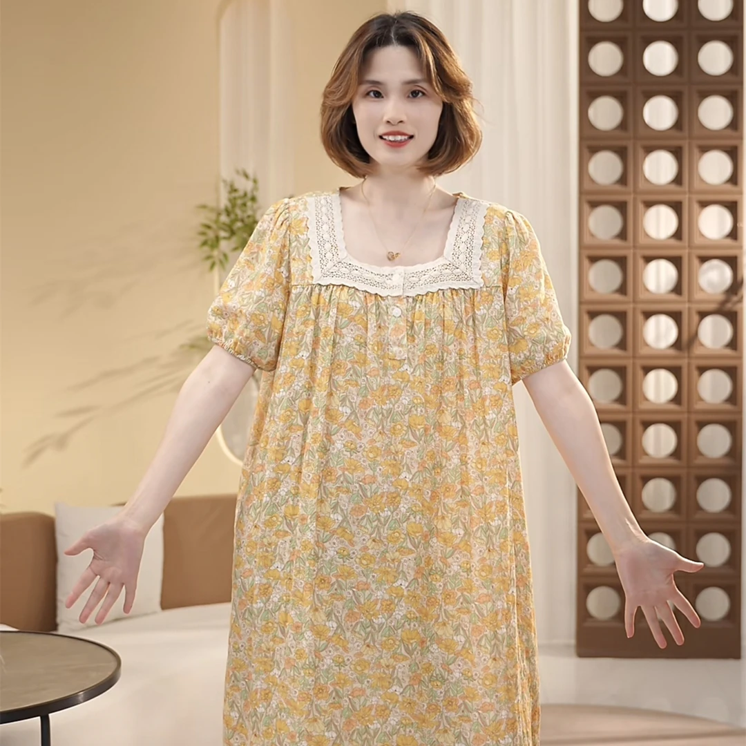 芙蓉世家【麦穗睡裙~莱赛尔天丝】宽松超凉快家居睡裙可外穿