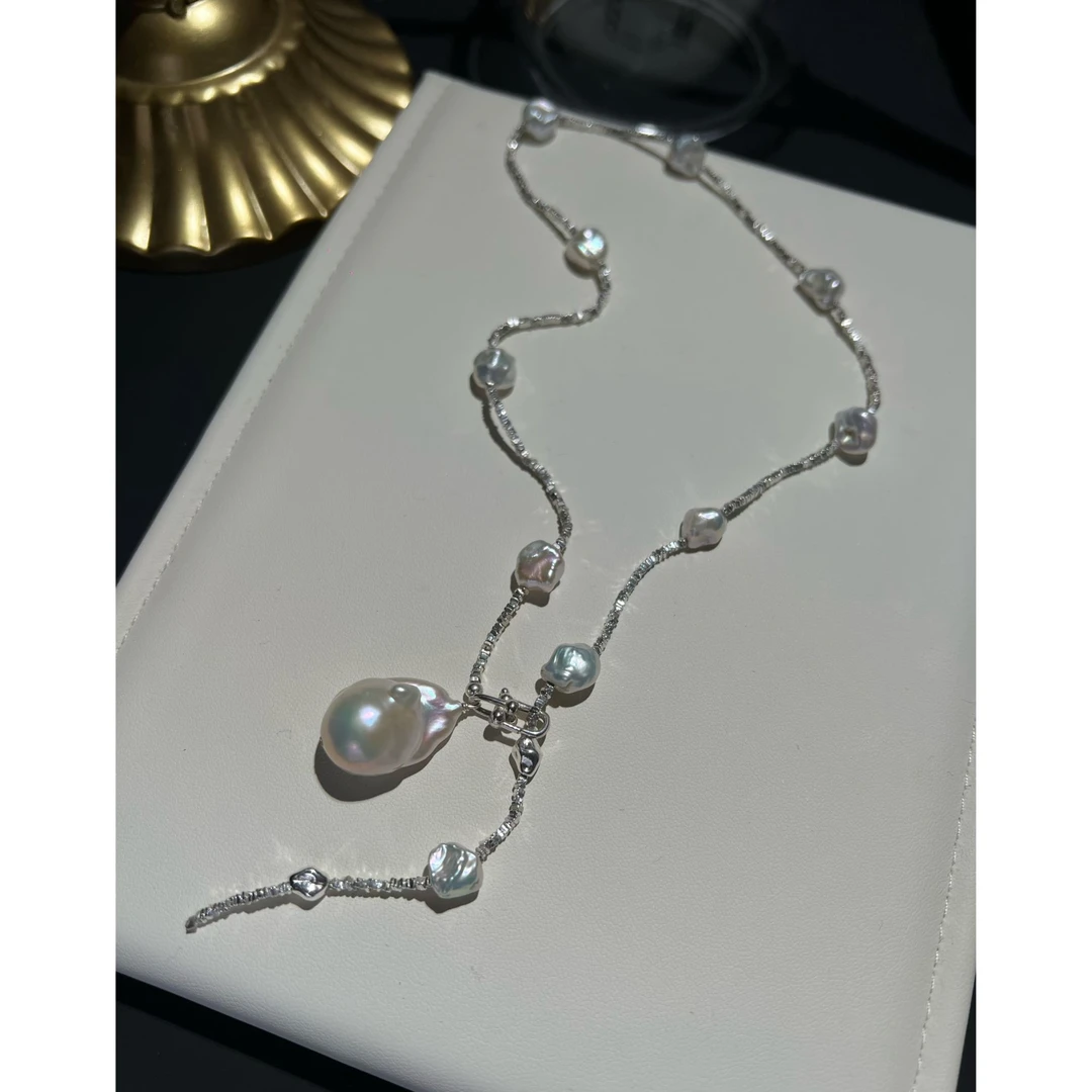 JUNMU设计感碎银巴洛克珍珠项链小众锁骨链颈链多样性发货发一