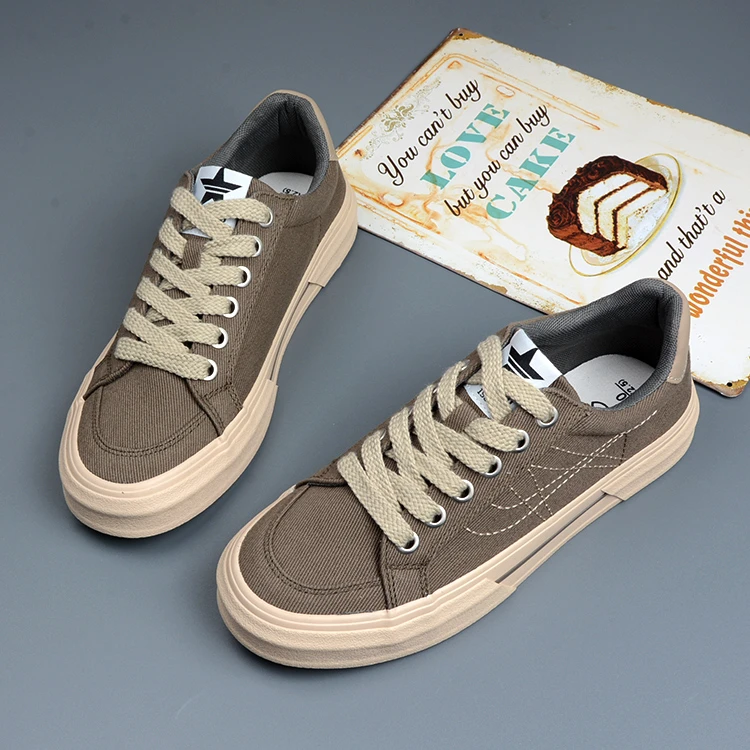 时尚小白鞋男士潮流布鞋百搭透气鞋男休闲系带帆布鞋子运动鞋5113