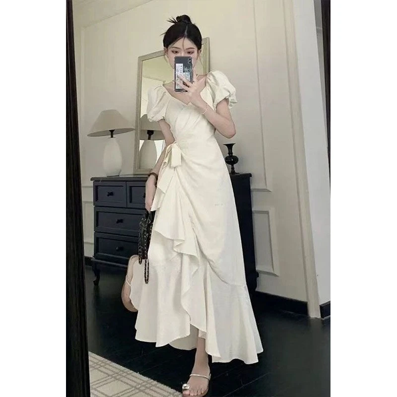 白色长裙小白裙吊带酷飒裙子出游服装连衣千金清冷百搭风女装感