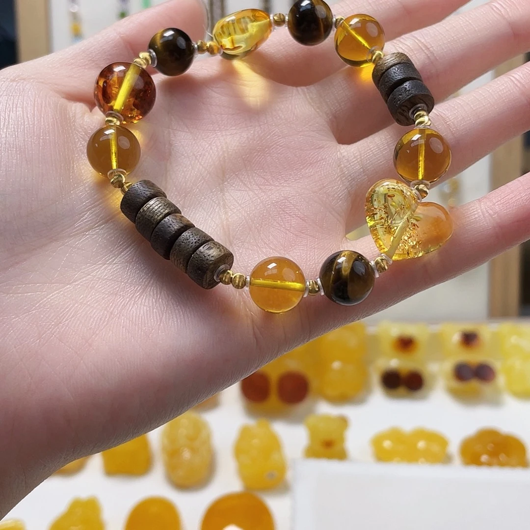 金珀未镶嵌裸石金珀手串