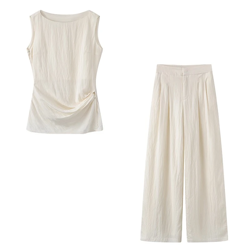 艾诺丝商场同款2025夏季新款时尚米色上衣裤子套装女50519208