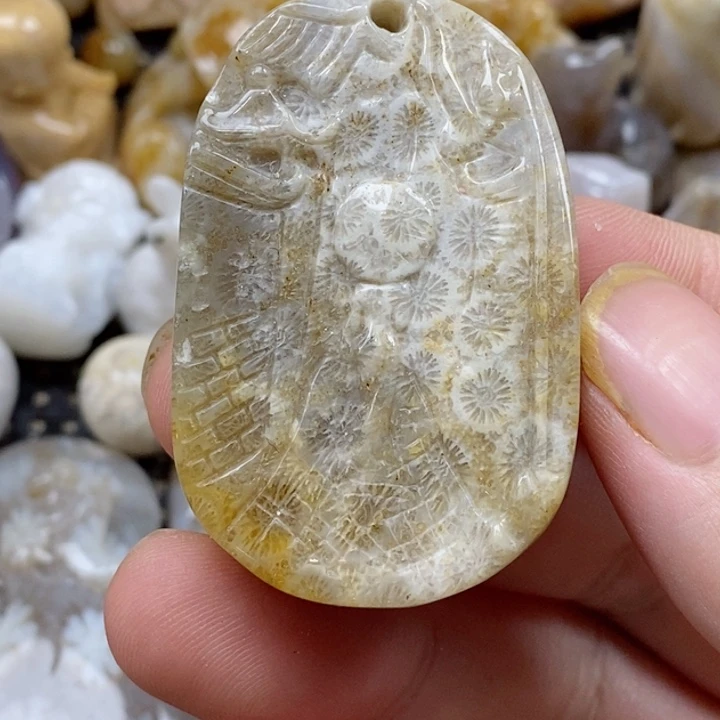 颈饰未镶嵌硅化珊瑚（珊瑚玉）一**子