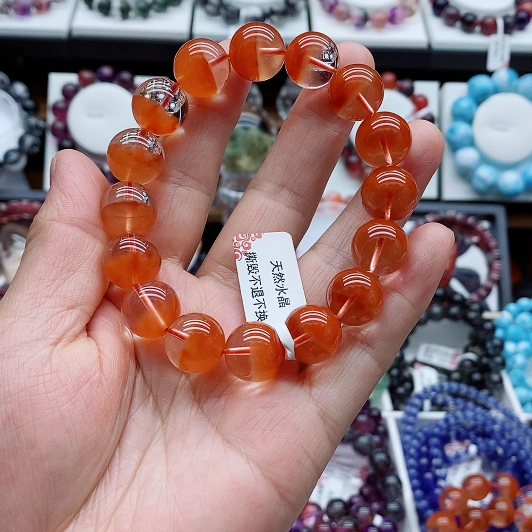 水晶手链未镶嵌精品红兔毛