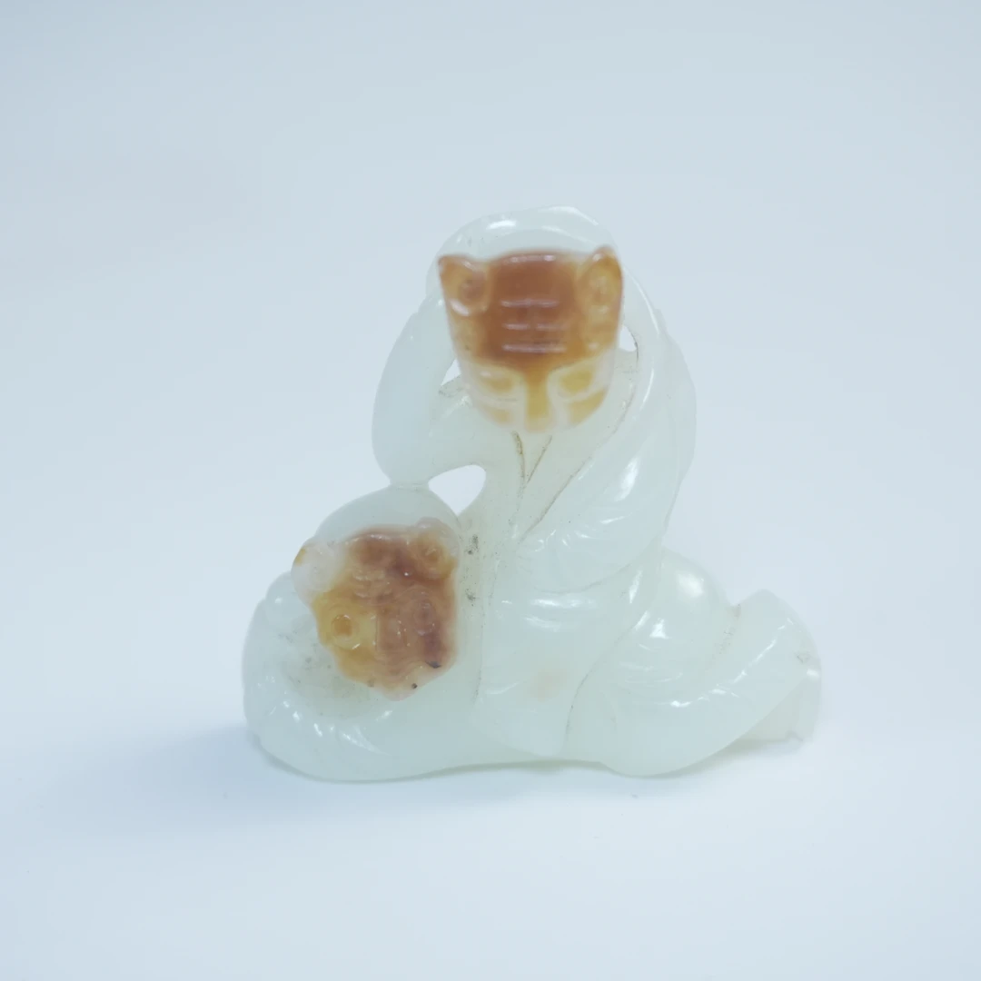 清代和田玉巧雕面具童子纹佩446681*古玉*传承