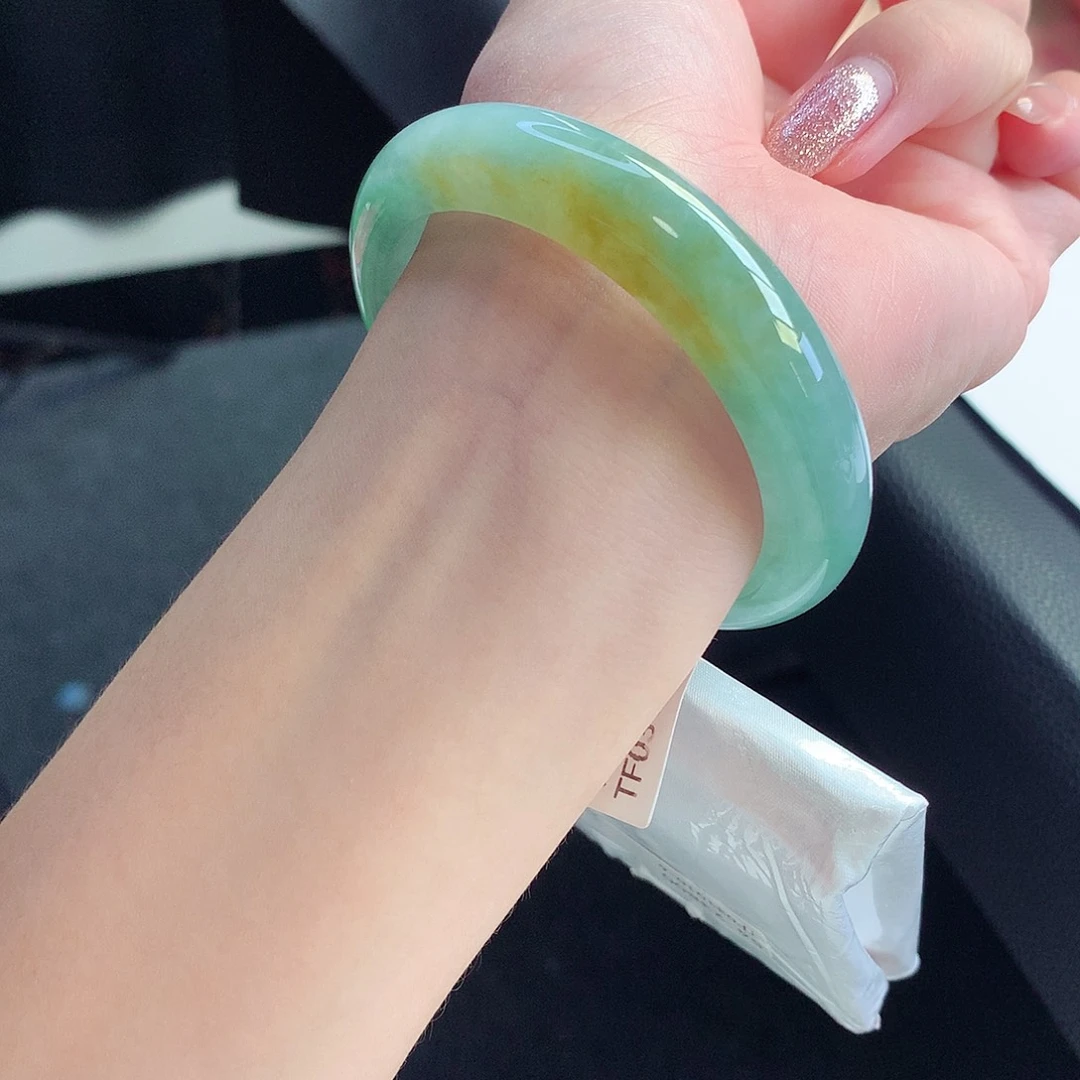 未镶嵌手镯翡翠天然A货翡翠54/55有钱难买黄加绿