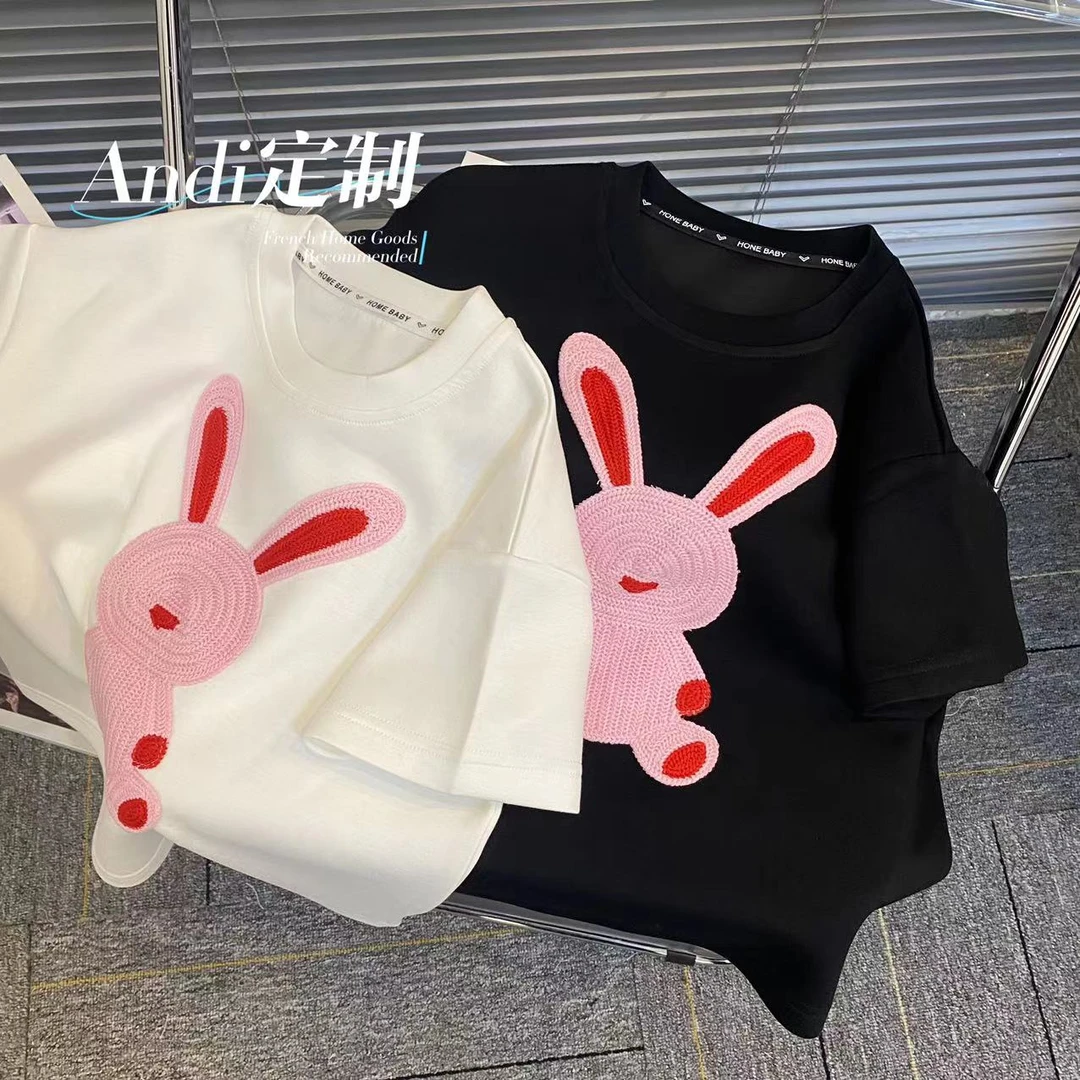 〖ANDI〗订制夏季新款卡通兔刺绣儿童短袖838