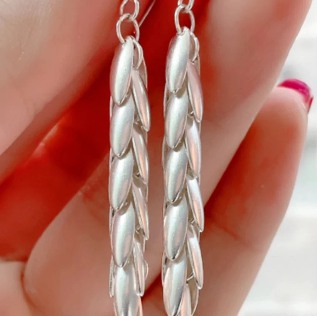 足银耳饰 纯银轻奢麦穗流苏耳环0290