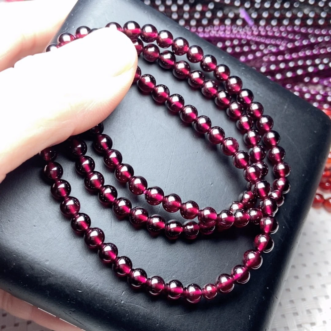 石榴石手链未镶嵌5酒红色