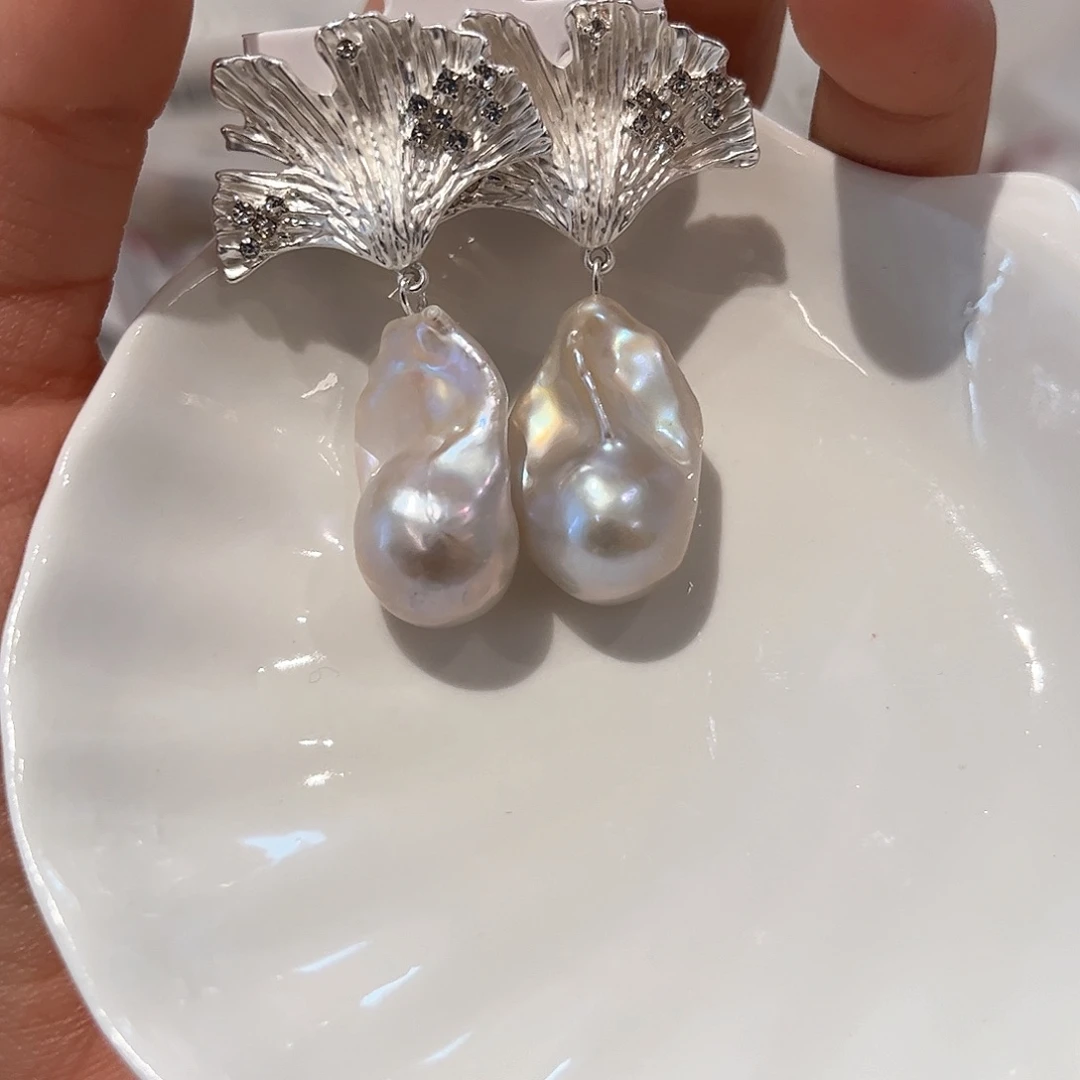 合金淡水珍珠耳饰