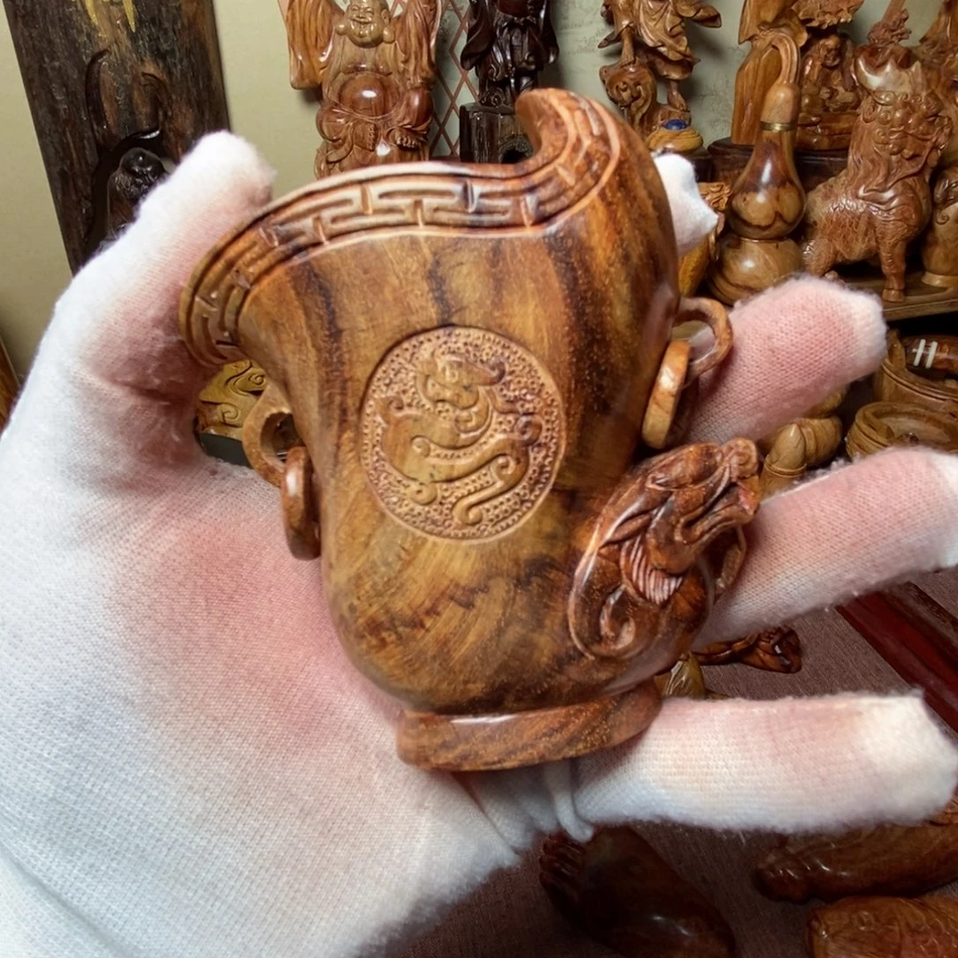 把件黄花梨/降香黄檀海南黄花梨爵杯手把玩