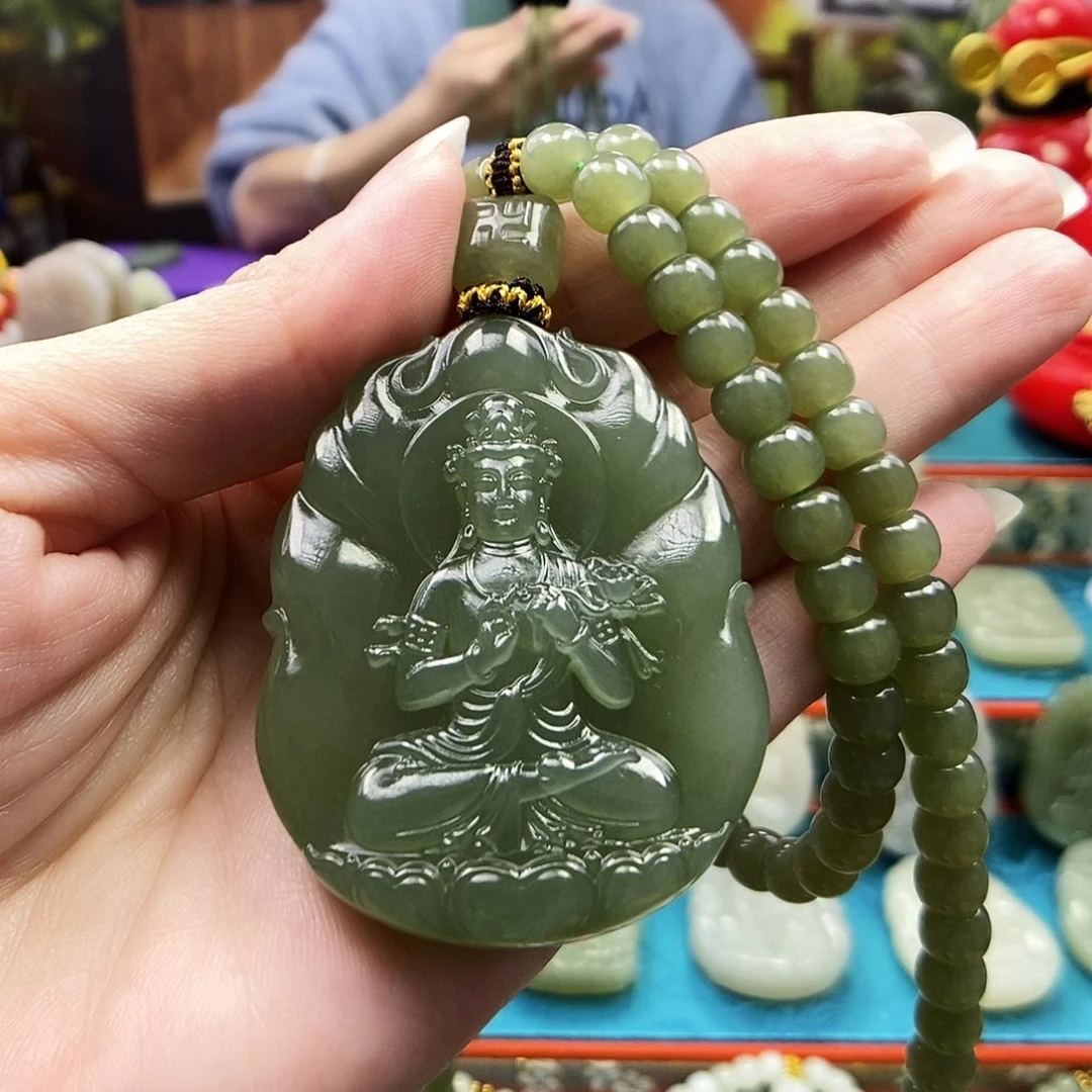 和田玉未镶嵌颈饰003莲花观音