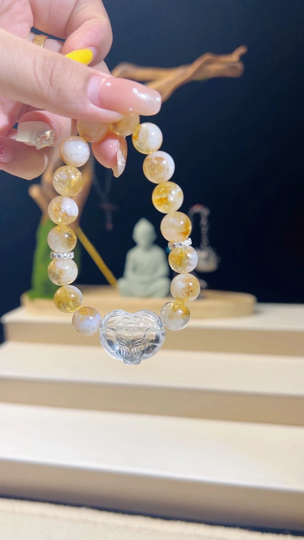 水晶手串黄塔晶+白狐狸