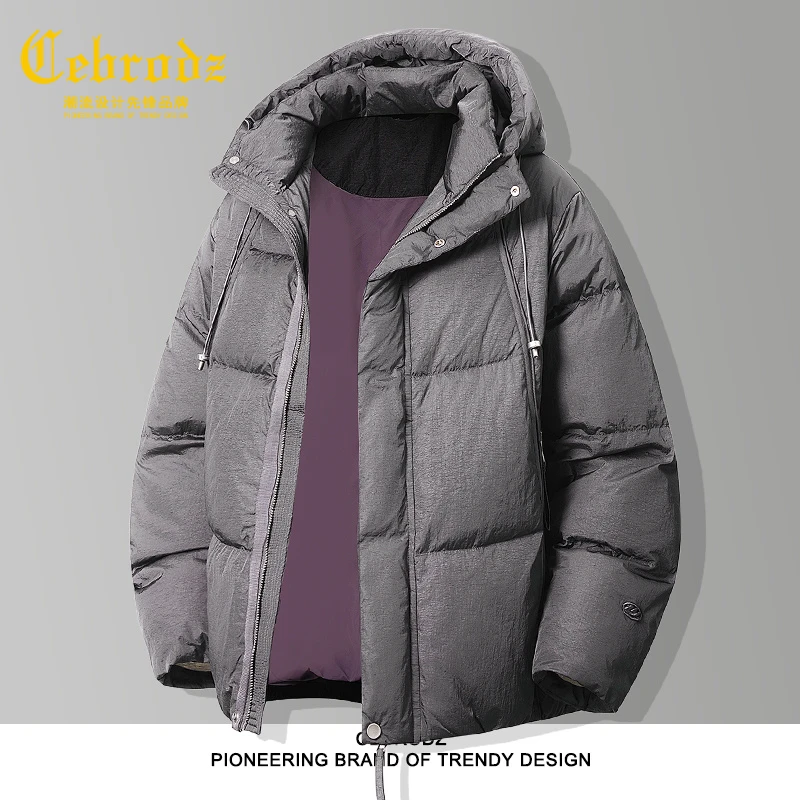 法国Cebrodz冬季新款百搭男装加厚保暖连帽短款外套户外男羽绒服