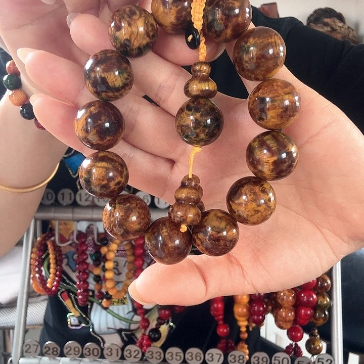 松木固化款琥珀木手串1.8水墨丹青男款膏货