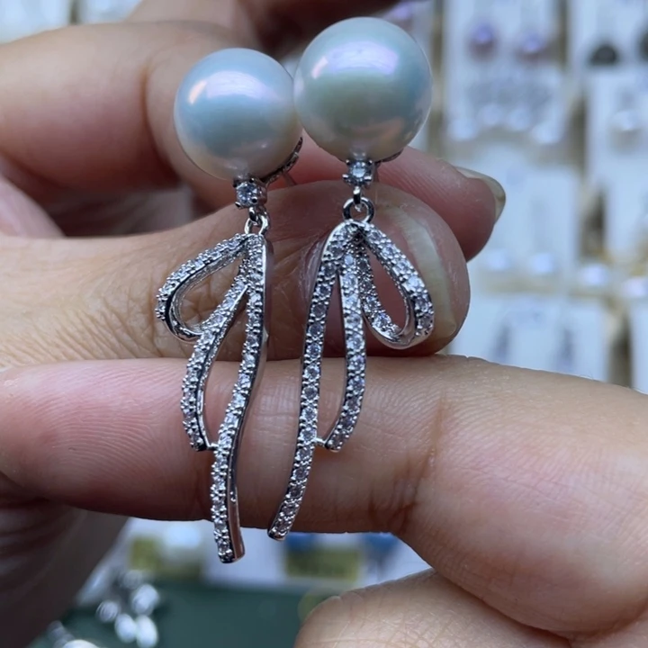 淡水珍珠耳饰银S925镶嵌